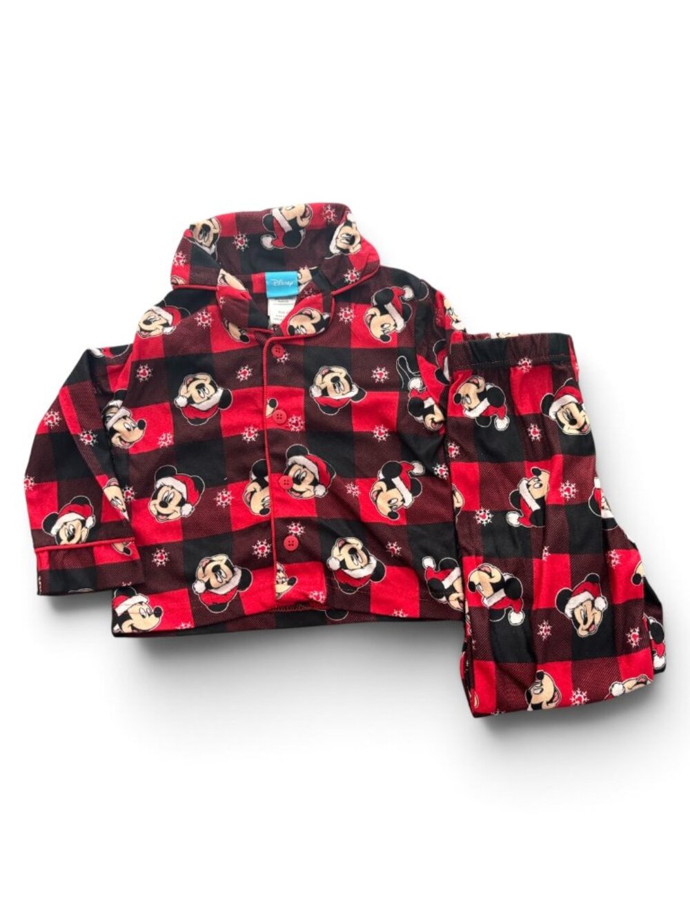 Disney Mickey Mouse Christmas Pajama Set – Red & Black Buffalo Plaid Holiday PJs
